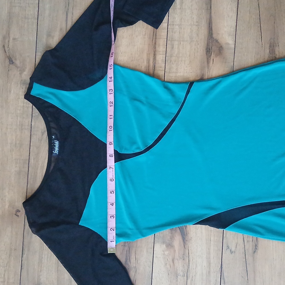 Frederick's of Hollywood Cocktail Teal Sheer Illusions Mini Dress. Size M - Picture 14 of 17